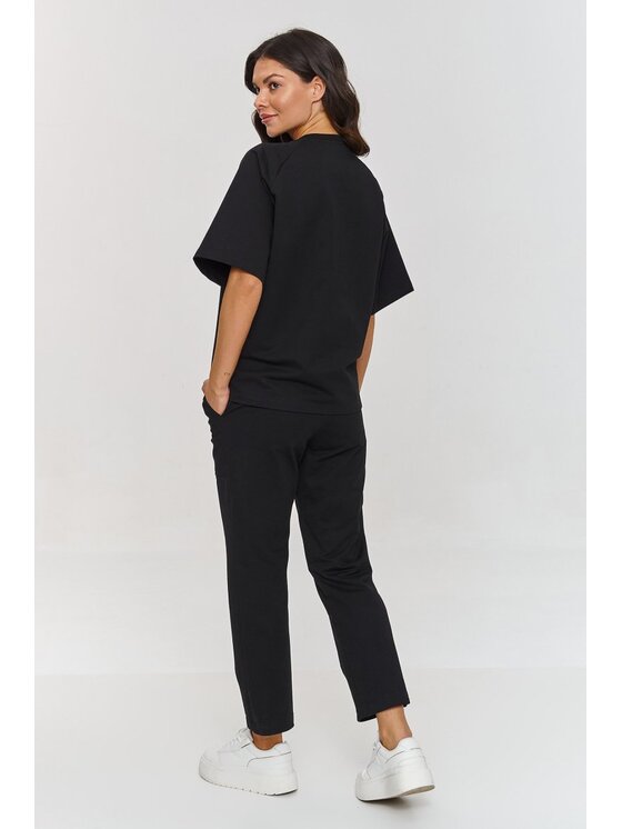 Makadamia Makadamia Dres m865 Czarny Relaxed Fit
