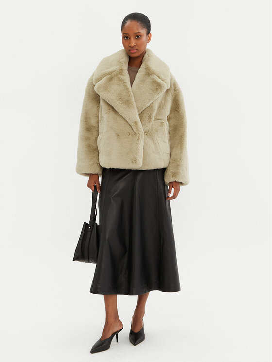 BOSS Boss Pelzmantel Curmeta 50524986 Beige Oversize