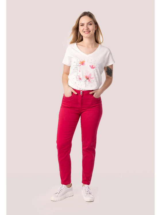 QUIOSQUE QUIOSQUE Dámske nohavice 3OB004 Bordová Regular Fit