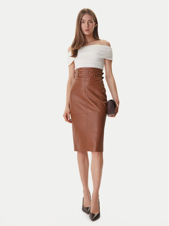 Elisabetta Franchi Elisabetta Franchi Ādas svārki GP-09Z-61E2-V890 Brūns Regular Fit