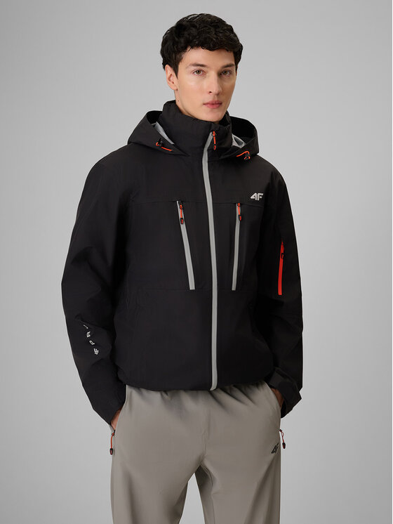 4F 4F Kurtka przeciwdeszczowa TREKKING Czarny Regular Fit