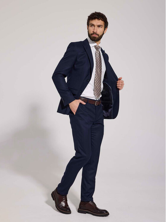 VILLARO VILLARO Garnitur GAR232VIM Granatowy Slim Fit