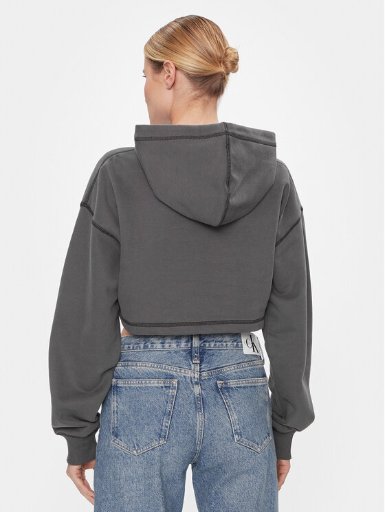 Calvin Klein Jeans Calvin Klein Jeans Majica dugih rukava Hero Monologo Short Hoodie J20J222540 Siva Regular Fit