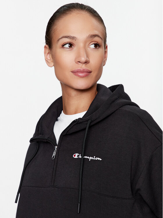 Champion Champion Μπλούζα Hooded Half Zip Sweatshirt 116581 Μαύρο Oversize