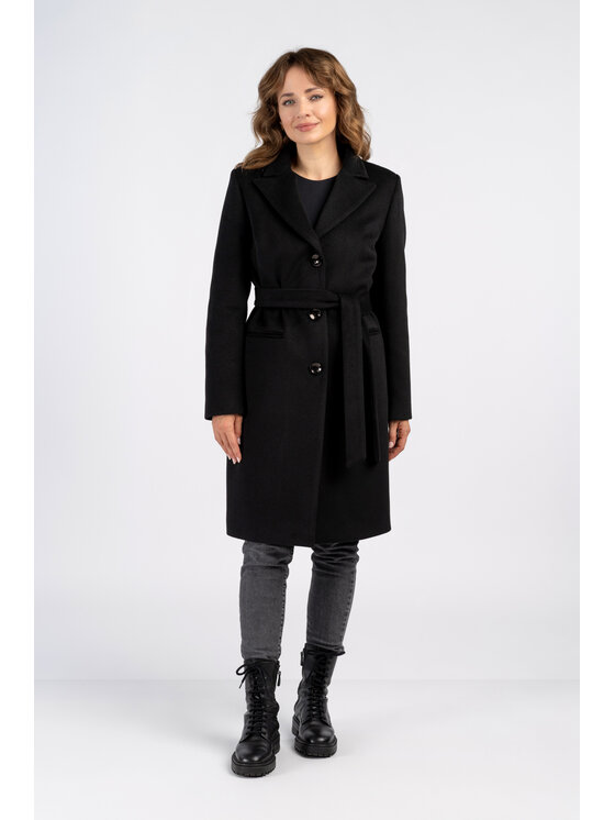 Salme Salme Vlnený kabát Mollie Čierna Regular Fit