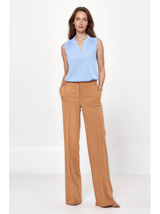 NIFE NIFE Kalhoty z materiálu SD163 Hnědá Loose Fit