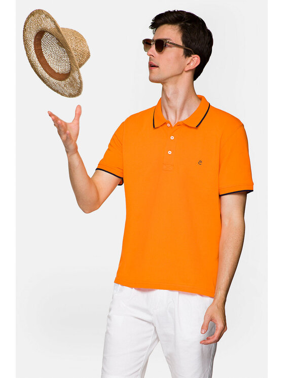 Lancerto Lancerto Polo Dominic Pomarańczowy Regular Fit