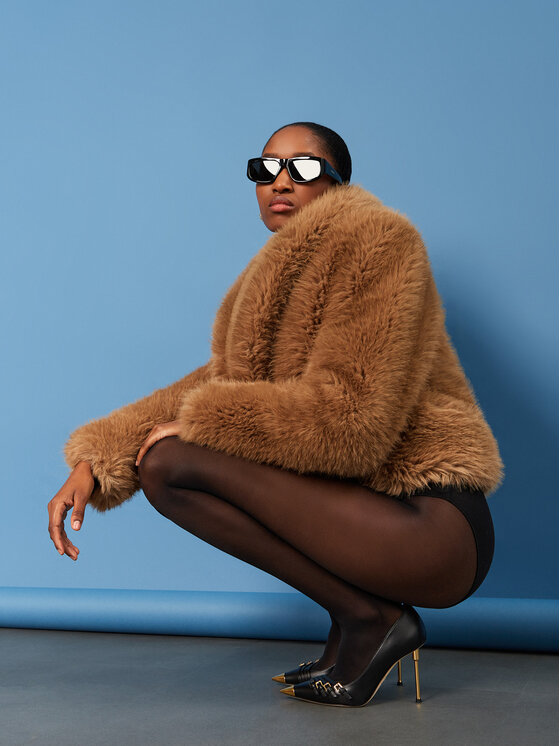 YES LONDON YES LONDON Krzno ECO/026 Smeđa Regular Fit
