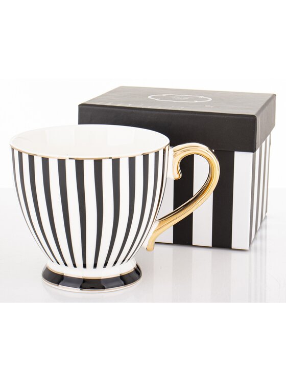 MIAhome MIAhome Kubek filiżanka porcelanowy w paski w pudełku TASSA Czarny
