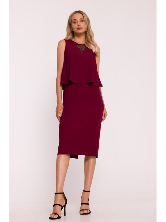 Stylove Stylove Sukienka elegancka s422 Bordowy A-Line Fit