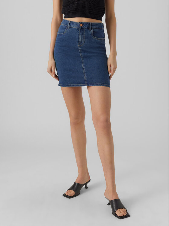 Vero Moda Fustă de blugi Luna 10279491 Albastru Regular Fit