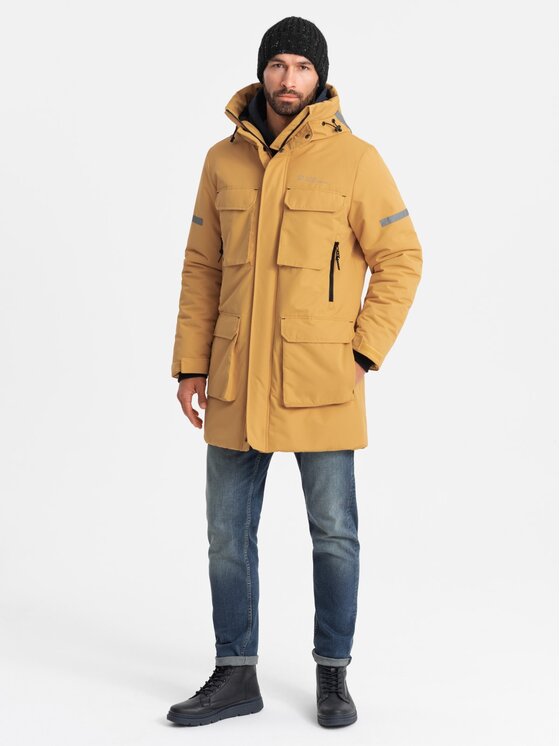Ombre Ombre Parka OM-JALJ-0169 Żółty Regular Fit