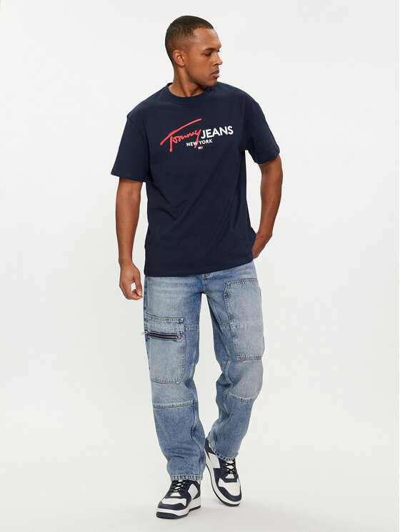 Tommy Jeans Tommy Jeans Tričko Spray Pop Color DM0DM18572 Tmavomodrá Regular Fit