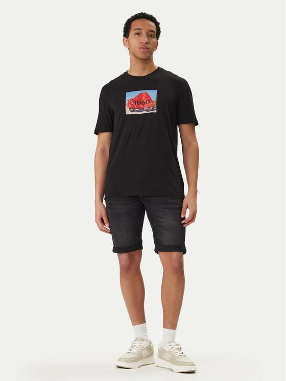 HUGO HUGO Tricou Dostino 50557674 Negru Regular Fit