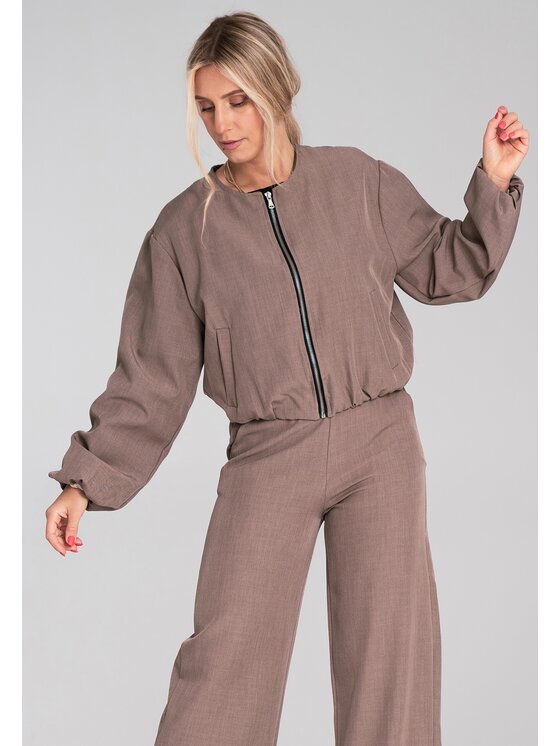 FIGL FIGL Kurtka bomber M1198 Brązowy Regular Fit
