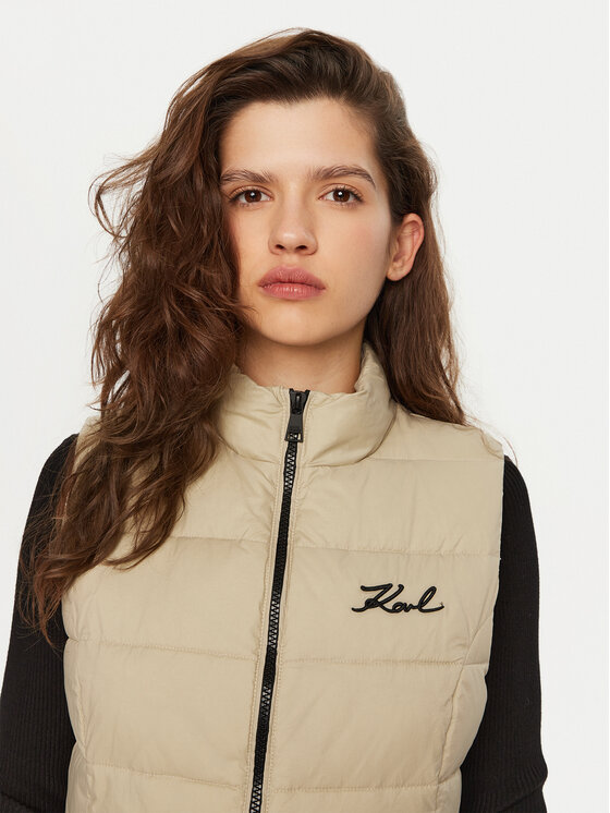 KARL LAGERFELD KARL LAGERFELD Brezrokavnik 246W1512 Bež Slim Fit