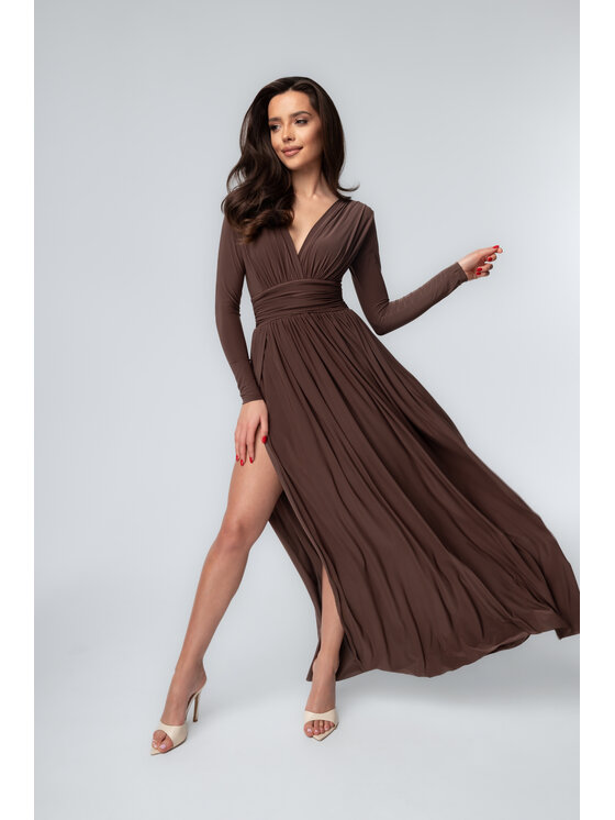 Aurora Aurora Sukienka wieczorowa Adelle Brązowy Feminine Fit
