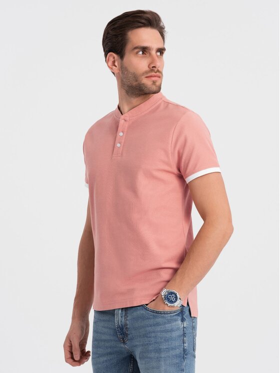 Ombre Ombre T-Shirt OM-TSCT-0156 Różowy Regular Fit