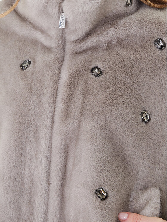 ViCOLO ViCOLO Pelzmantel TF0047 Grau Regular Fit