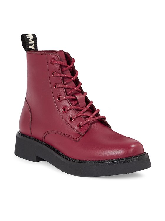 Tommy Jeans Tommy Jeans Botine Tjw Lace Up Flat EN0EN02310 Vișiniu