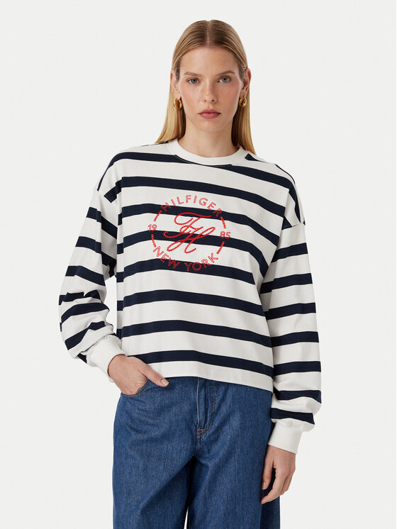 Tommy Hilfiger Hanorac Th Roundal WW0WW50969 Alb Regular Fit