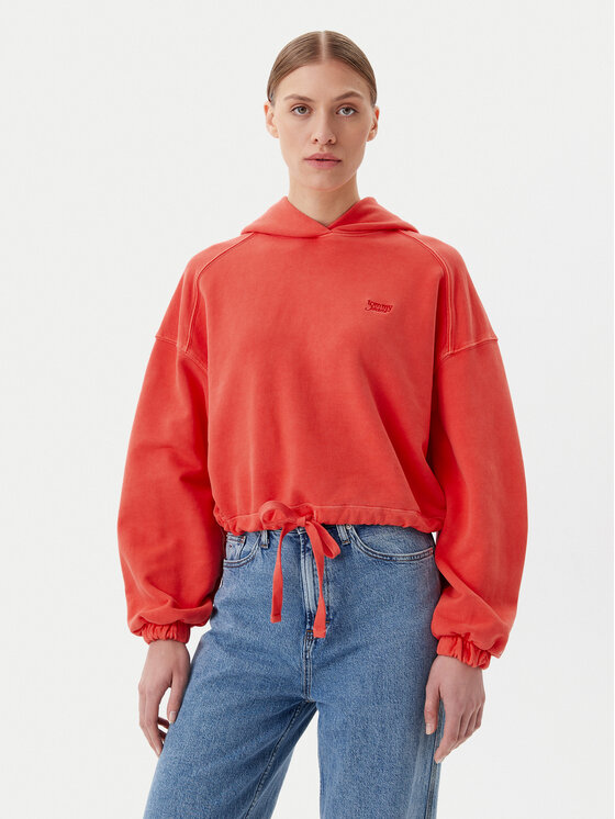 Tommy Jeans Mikina DW0DW20314 Oranžová Relaxed Fit