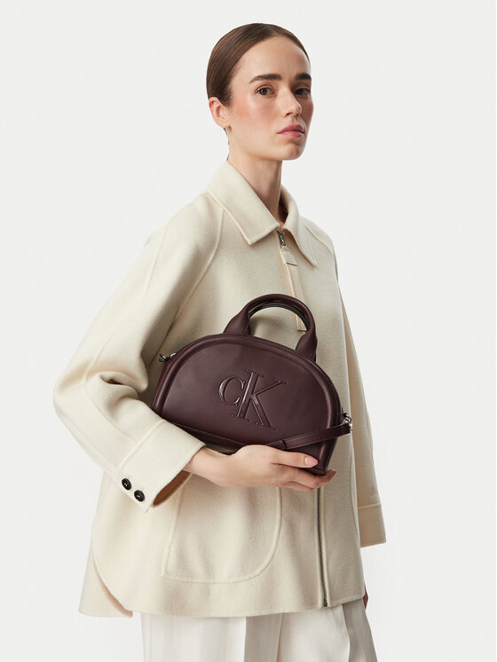 Calvin Klein Дамска чанта Bold Ck Dome Crossbody LV04F3895G Бордо