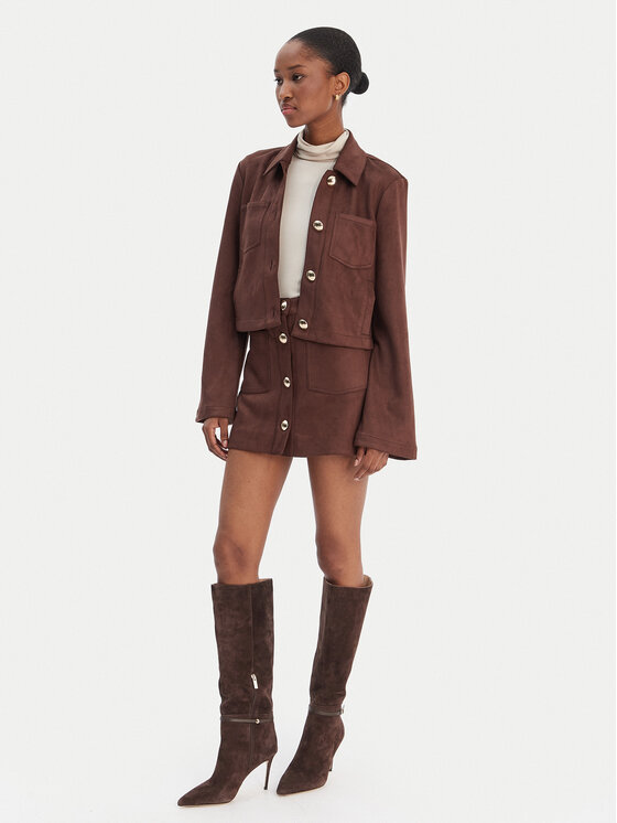 Bardot Bardot Fustă din imitație de piele Lorenzo 59673SB1 Maro Regular Fit