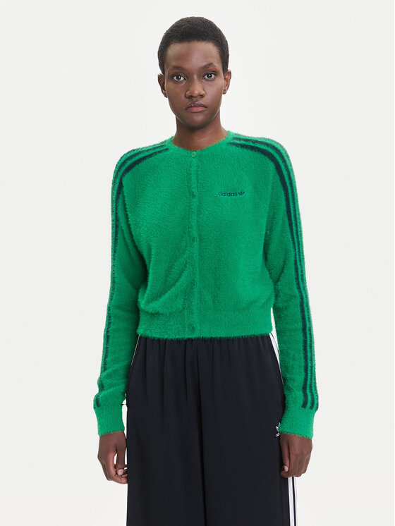 adidas Kardigan Fluffy JW5177 Zielony Regular Fit