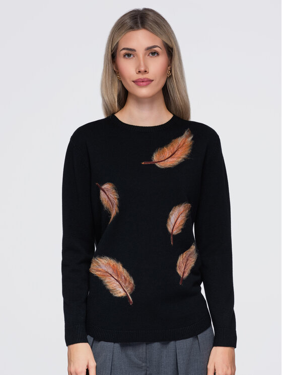 Ombre Ombre Sweter OW-SW-E0027 Czarny Regular Fit