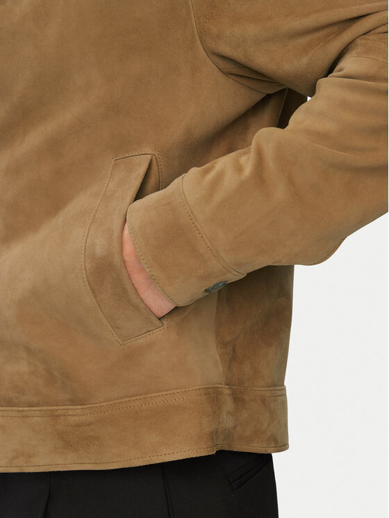 BOSS BOSS Kurtka skórzana H-Malbano7 50563869 Beżowy ciemny Regular Fit