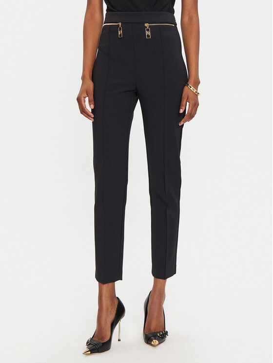 Elisabetta Franchi Elisabetta Franchi Medžiaginės kelnės PA-036-46E2-V320 Juoda Slim Fit