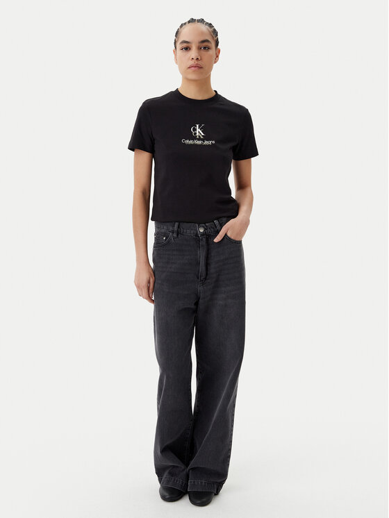 Calvin Klein Jeans Calvin Klein Jeans Marškinėliai Shadow Graphic J20J225545 Juoda Regular Fit