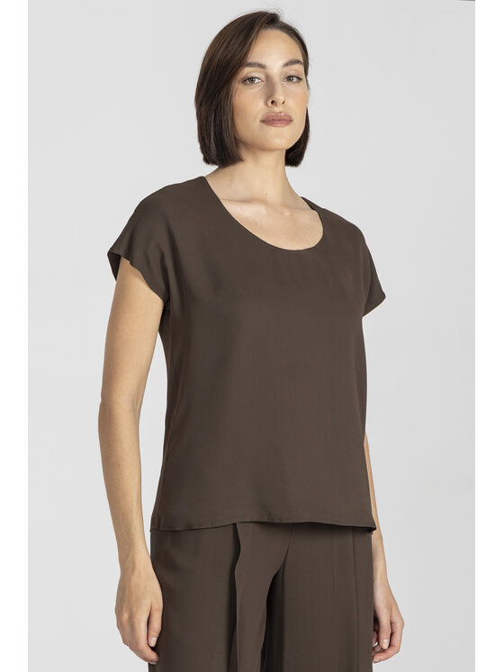 Deni Cler Milano Deni Cler Milano Bluzka W-DC-1247-E2-T8-70-1 Brązowy Regular Fit