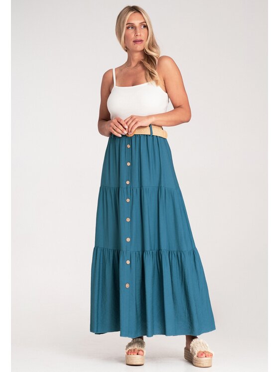 FIGL FIGL Maxi sukňa M1222 Modrá Straight Fit