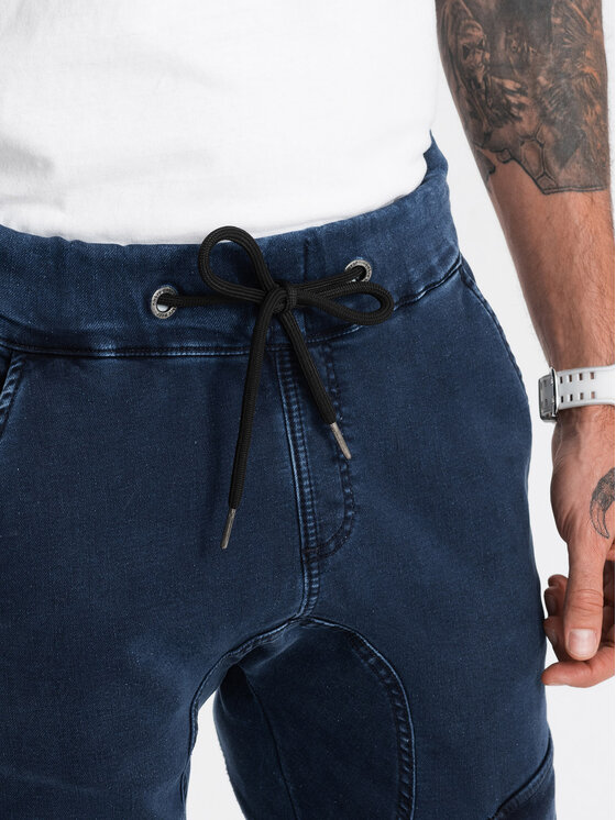 Ombre Ombre Joggers kalhoty OM-PADJ-0112 Tmavomodrá Regular Fit