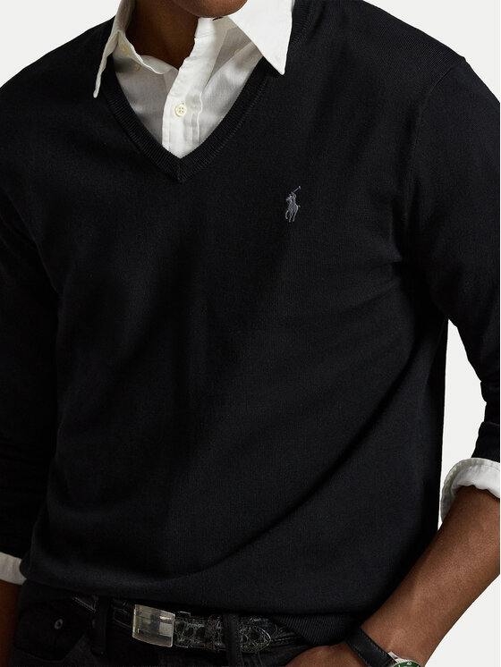 Polo Ralph Lauren Polo Ralph Lauren Megztinis Ls Sf Vn Pp 710670789003 Juoda Regular Fit