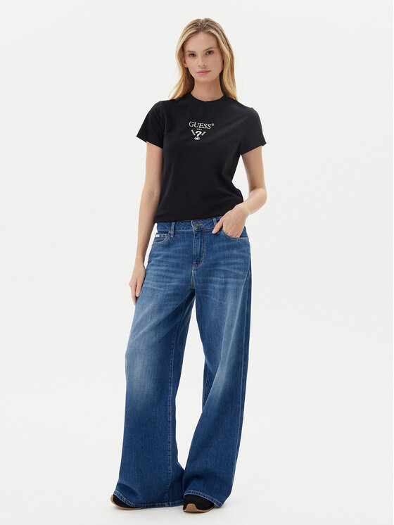Guess Guess Tricou V4YI21 KCDH1 Negru Slim Fit