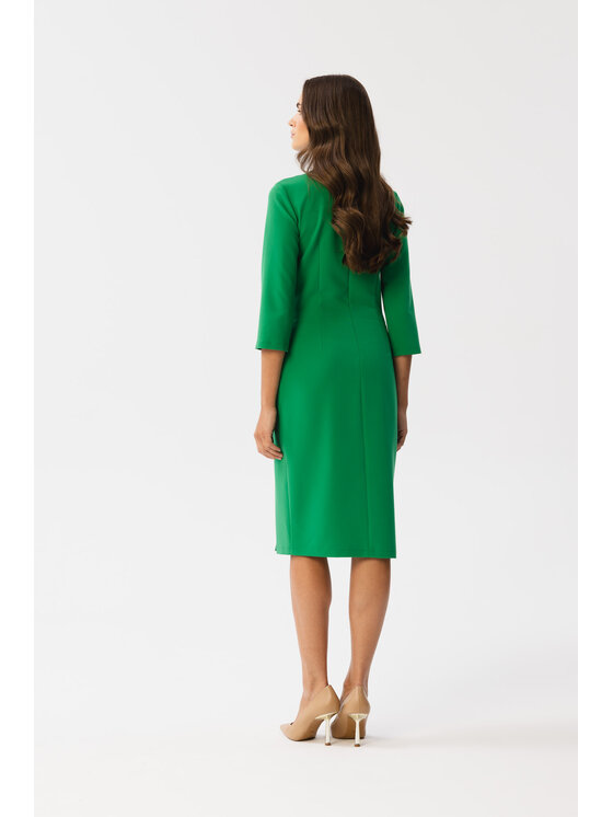Stylove Stylove Koktejlové šaty S350 Zelená Modern Fit