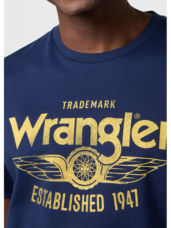 Wrangler Wrangler T-Shirt AMERICANA TEE Niebieski Regular Fit