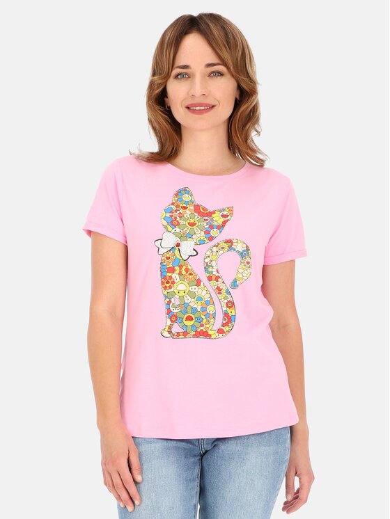 Perso Perso T-Shirt TCE245036F Różowy Regular Fit