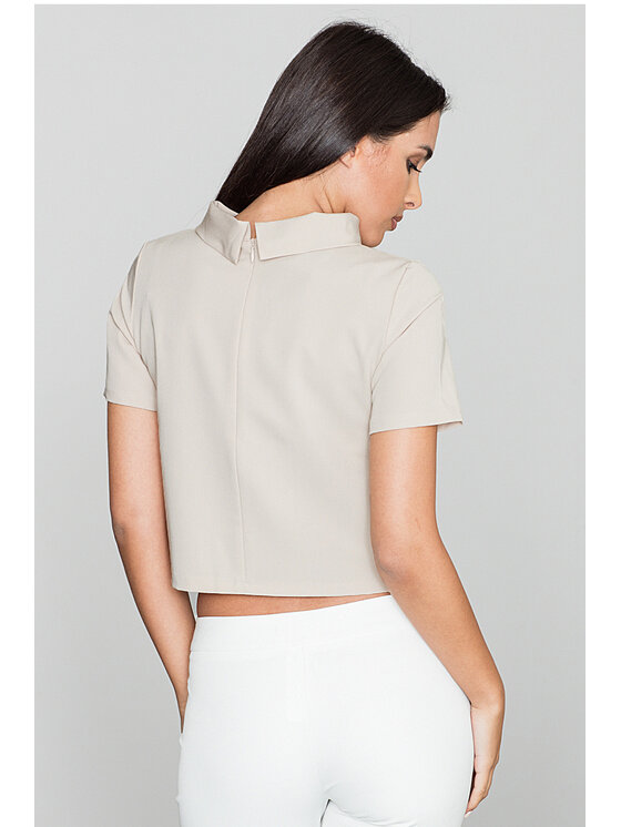 FIGL FIGL Bluzka M542 Beżowy Regular Fit