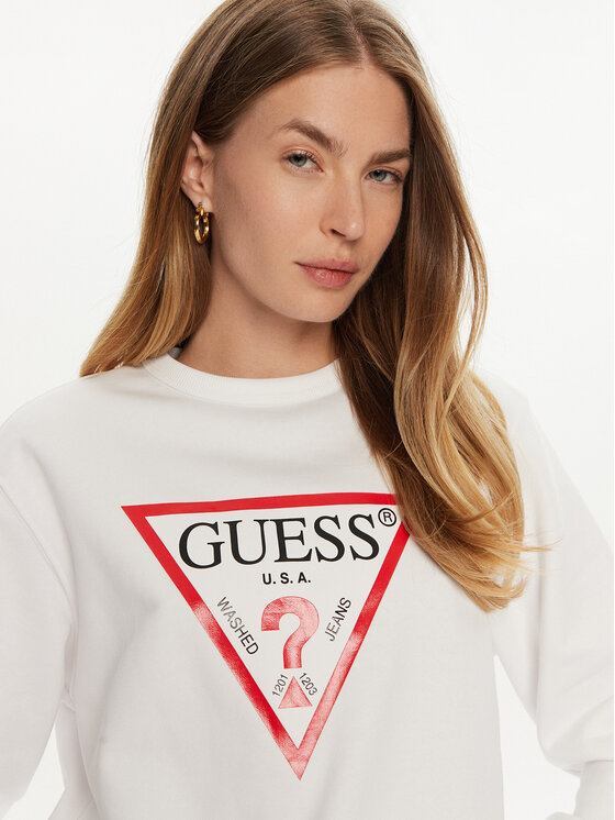 Guess Guess Majica dugih rukava W2YQ16 KBA11 Bijela Relaxed Fit