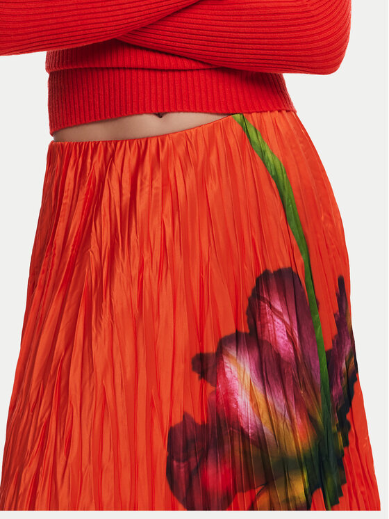 Desigual Desigual Plisovaná sukňa Follet 25SWFW06 Oranžová Regular Fit