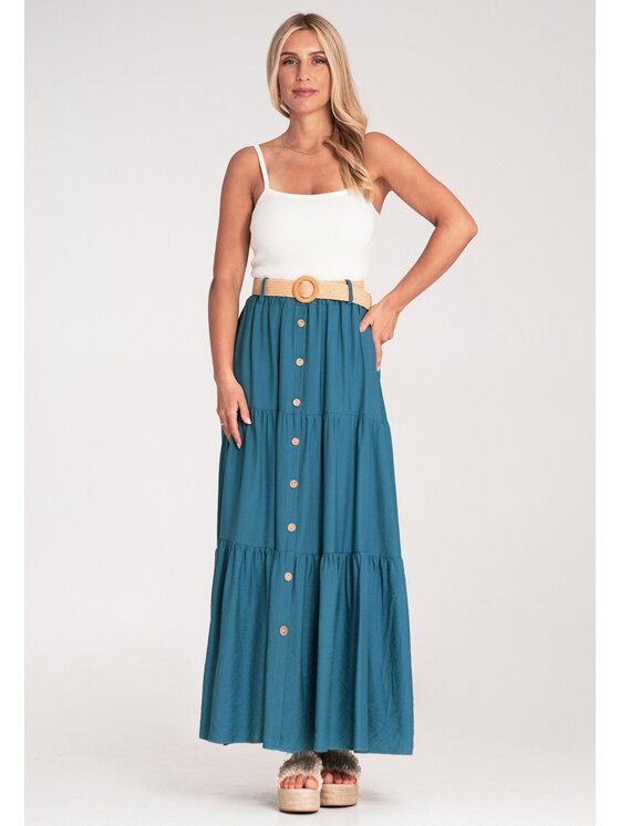 FIGL FIGL Maxi sukňa M1222 Modrá Straight Fit