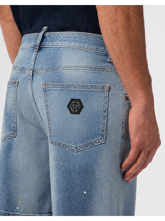 PHILIPP PLEIN PHILIPP PLEIN Szorty jeansowe 31790 Niebieski Loose Fit