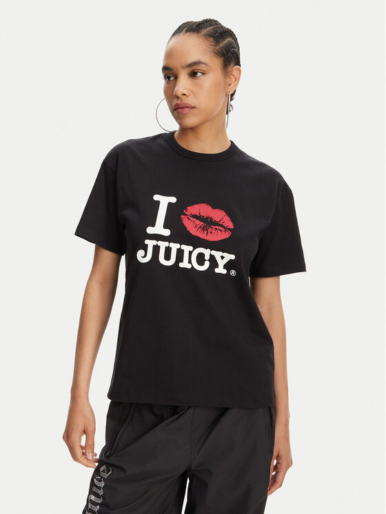 Juicy Couture Juicy Couture T-Shirt I Kiss JCWCT125348 Czarny Oversize