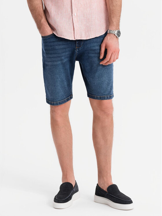 Ombre Ombre Szorty jeansowe OM-SRDS-0171 Granatowy Regular Fit