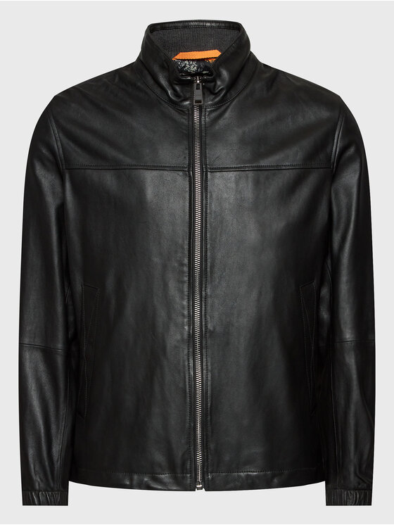 Boss Lederjacke Jasis 50476955 Schwarz Regular Fit Modivo