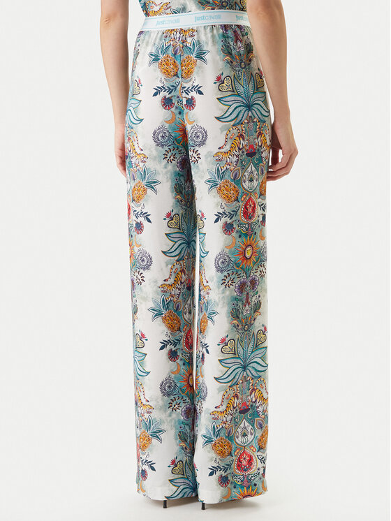 Just Cavalli Just Cavalli Kalhoty z materiálu 80PAA120 NS837 Světle modrá Wide Leg